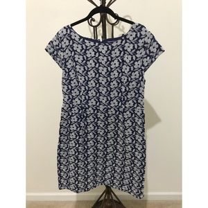 Blue and white embroidered dress